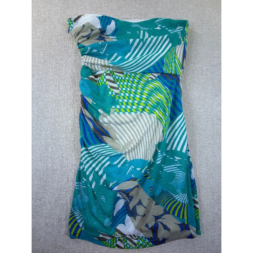 W by Worth Women Blue 8 Sleeveless Knee Length Island Tropical Dress Casual